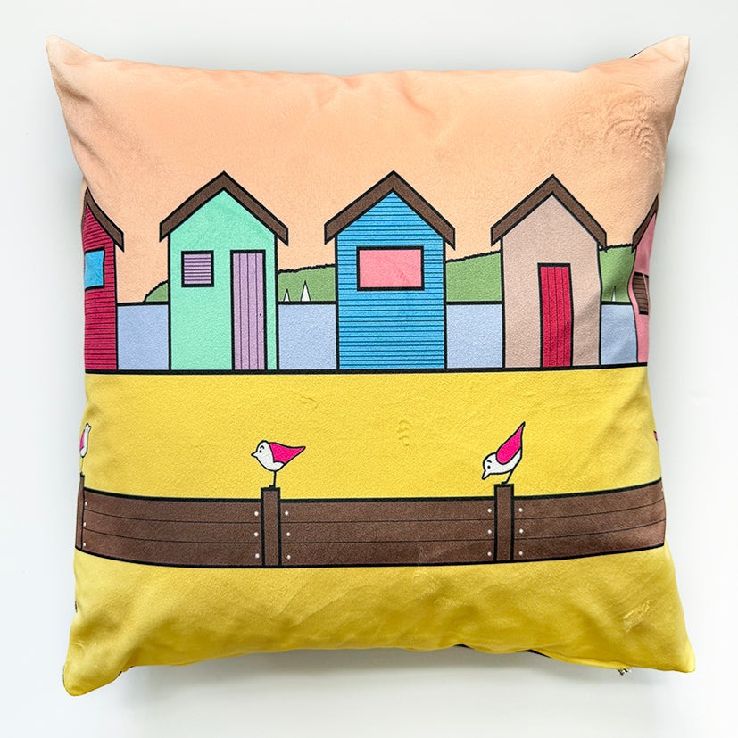 Beach Hut Parade Cushion