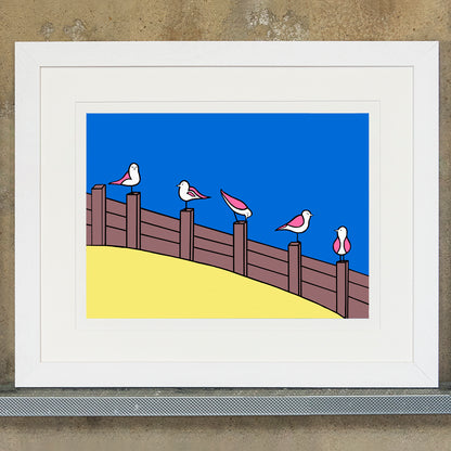 Birds On A Groyne - Art Print