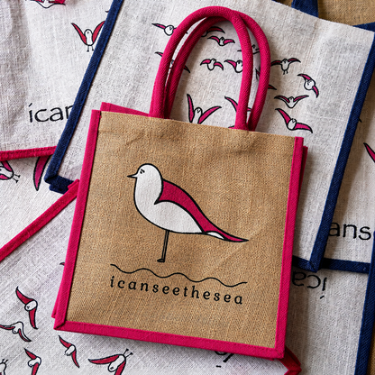 Pink “Seagull” Jute Bag