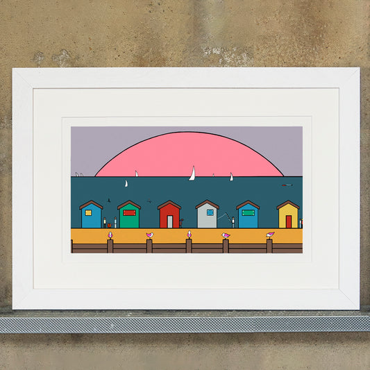 End Of The Day - Beach Huts - Art Print