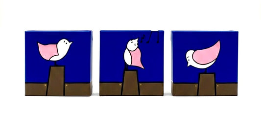 Birds on a groyne tryptych