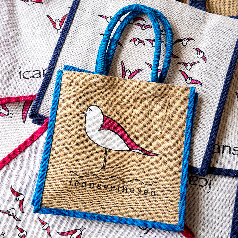 Blue “Seagull” Jute Bag