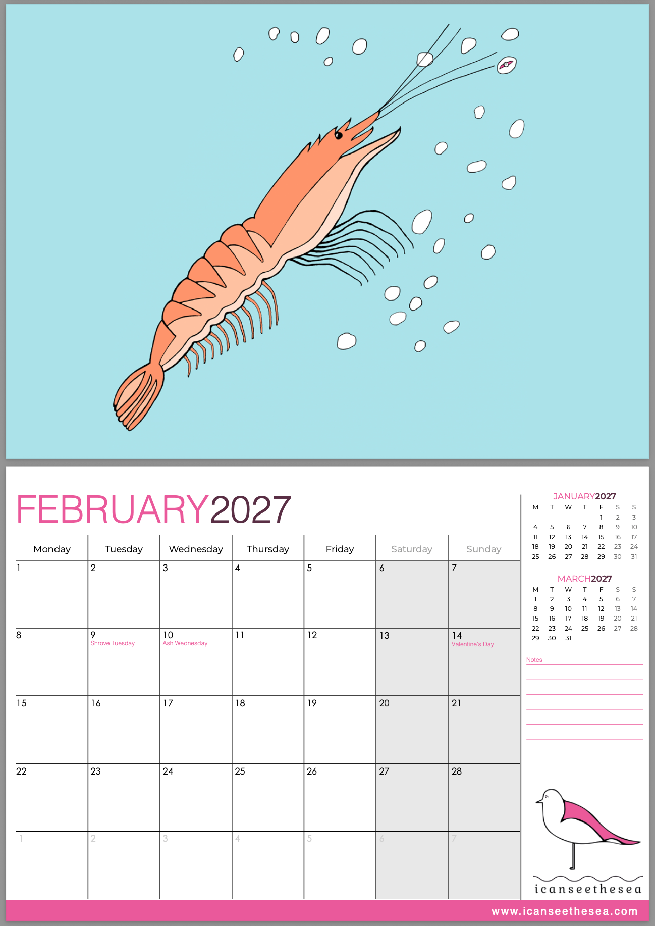 icanseethesea 2027 Calendar