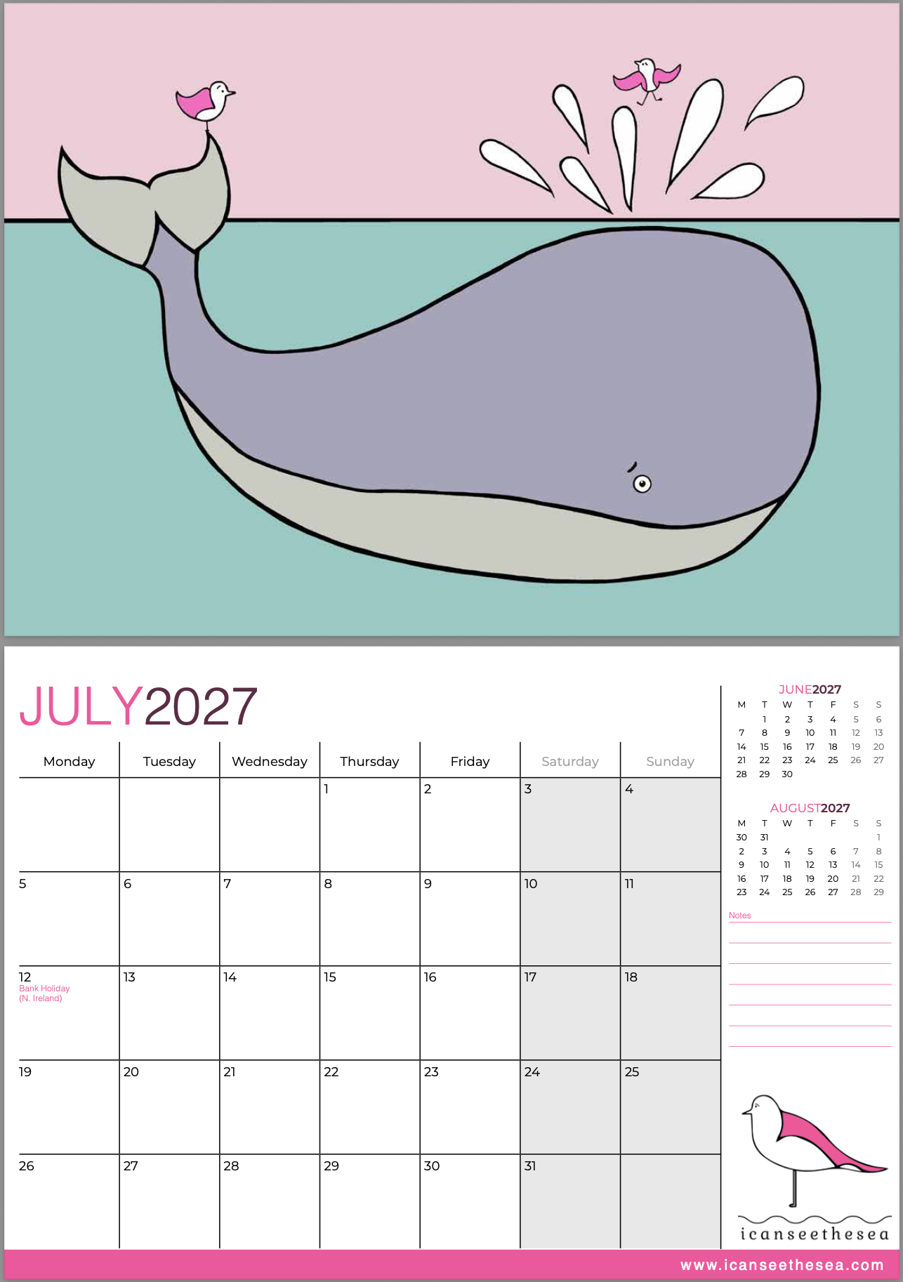 icanseethesea 2027 Calendar