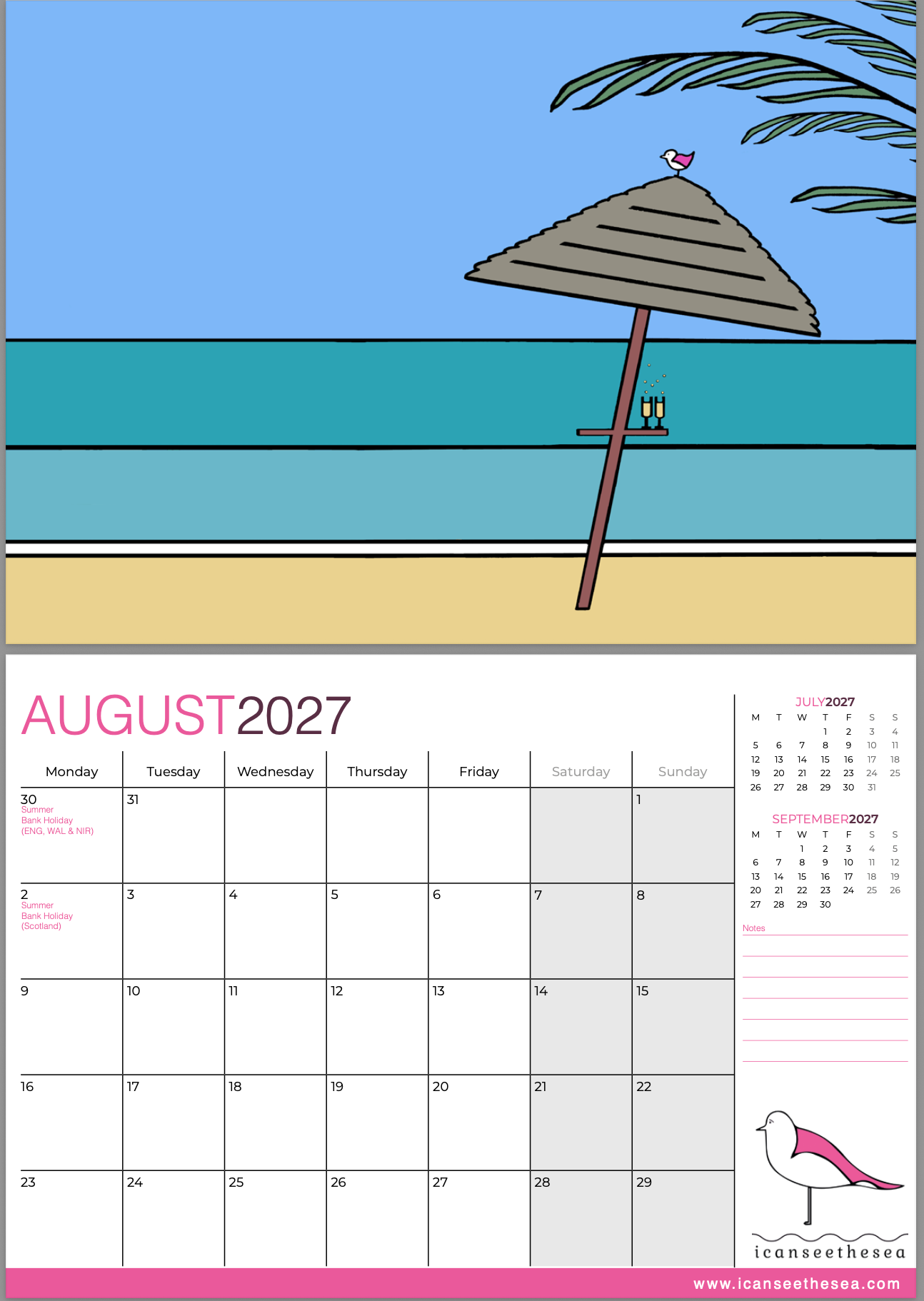 icanseethesea 2027 Calendar